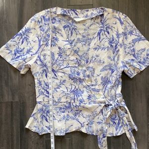 Linen wrap blouse